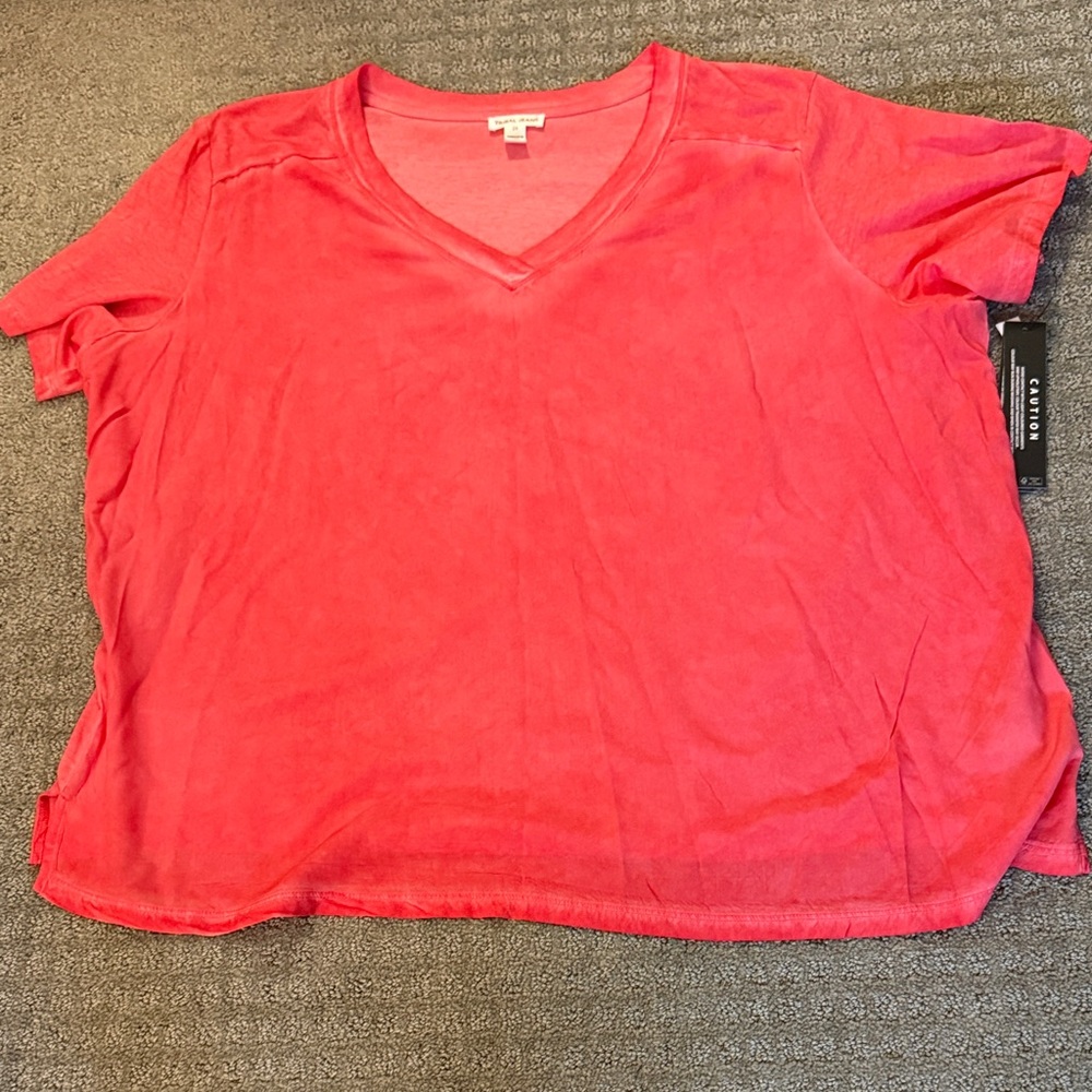 Tribal Bright Red/Coral V-Neck Short Sleeve Tee